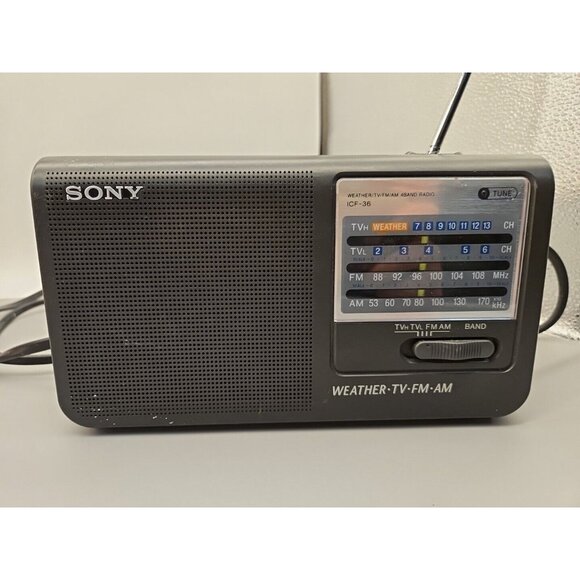 Sony ICF-36 Weather TV FM AM 4 Band Portable Vintage Radio Tested Working